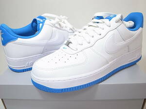 【送料無料 即決】NIKE AIR FORCE 1 ’07 WHITE/WHITE-LT PHOTO BLUE 28.5cm US10.5新品 黒タグ エアフォース1DR9867-101白ホワイト ブルー