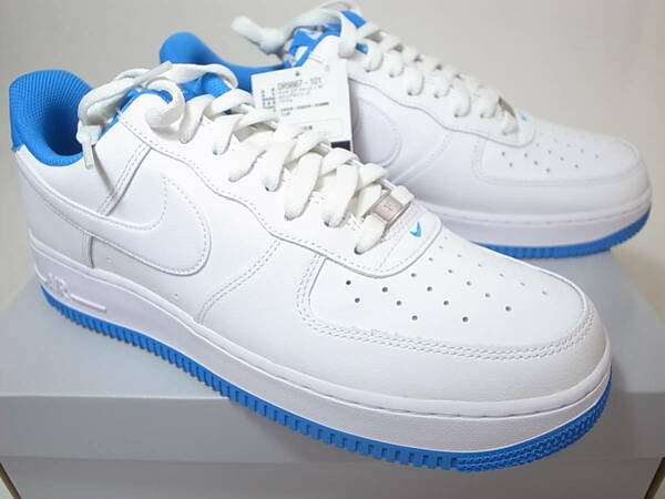 【送料無料 即決】NIKE AIR FORCE 1 ’07 WHITE/WHITE-LT PHOTO BLUE 28cm US10新品 国内黒タグ エアフォース1DR9867-101白ホワイト ブルー