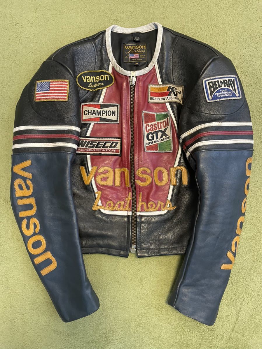 vl新品□VANSON バンソン スターパンチングJKT 赤 34
