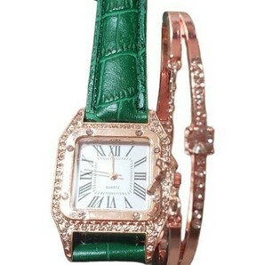 Ladies Watch Quartz Square Dial And Bracelet Set 