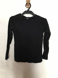 H&M エイチアンドエム　長袖Tシャツ カットソー 男女兼用　ブラック　キッズ　ベーシック　オーガニックコットン　122サイズ