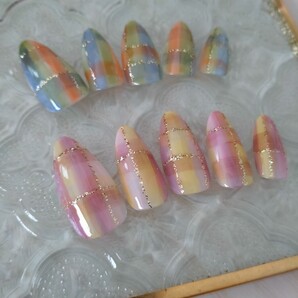 ネイルチップ チェック柄