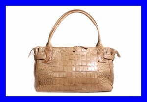 * beautiful goods GENUINE ALLIGATORjenyu in have gaiters shoulder bag hand tote bag crocodile . leather wani.. beige Z3165