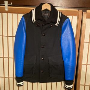 美品　カシュカ　cashca ドンキー　レザースタジャン　青　サイズS