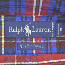 【M】RALPH LAUREN / ラルフ ローレン 90s The Big Oxford ビッグオックスフォード チェック 裾ポニー長袖シャツ_画像4