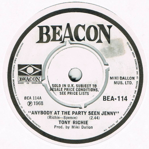 ●TONY RICHIE / ANYBODY AT THE PARTY SEEN JENNY [UK 45 ORIGINAL 7inch シングル ブルーアイドソウル 試聴]