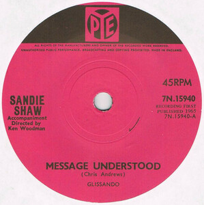 ●SANDIE SHAW / MESSAGE UNDERSTOOD [UK 45 ORIGINAL 7inch シングル GIRLS ガールズ 試聴]