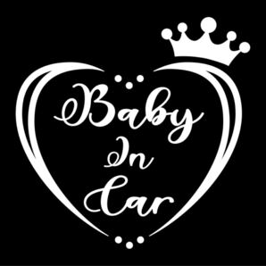 ☆ベビーインカー☆かわいいハート型 王冠付き カッティングステッカー 抑止力 煽り運転防止