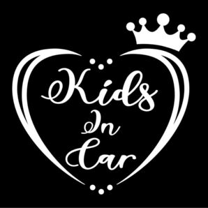 ☆キッズインカー☆かわいいハート型 王冠付き カッティングステッカー 抑止力 煽り運転防止