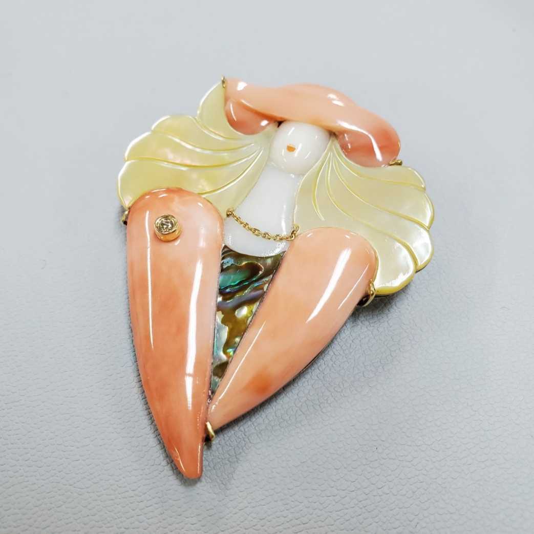 通販値下  ピンブローチ サファイア ダイヤモンド 小鳥 ブローチ バード 彫金 K18 ブローチ/コサージュ