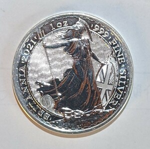  2021年 　 イギリス「ブリタニア」　2　POUNDS　99.9％　1オンス 銀貨