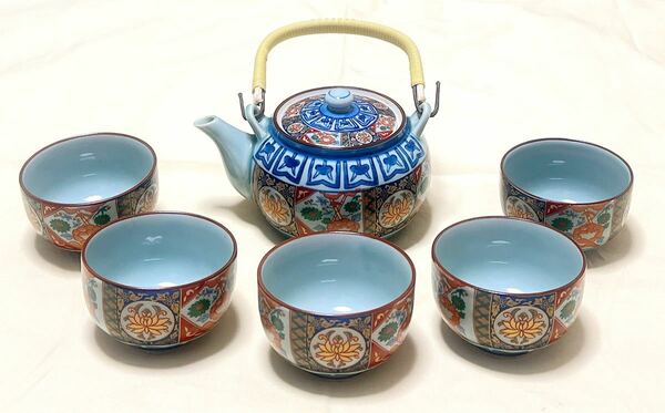 有田焼　両千窯　古伊万里　土瓶（ティ－ポット）＆湯呑5客　茶器セット　茶道具