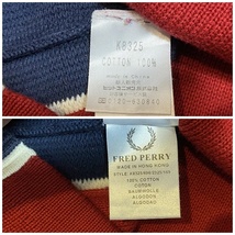 A2131 フレッドペリー FRED PERRY◆コットン ニット セーター メンズM レッド 80年代ビンテージ_画像6