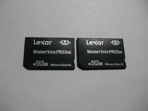 2枚セット　512MB　Lexar　メモリースティックプロデュオ　フォーマット済み　MEMORY STICK PRO DUO　MSPD　メモリーカード