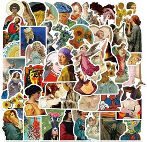 世界の名画 名作 美術家 絵画 彫刻 コレクション 大物画家 洋画家 博物館 代表作品 シール ステッカー 50枚S