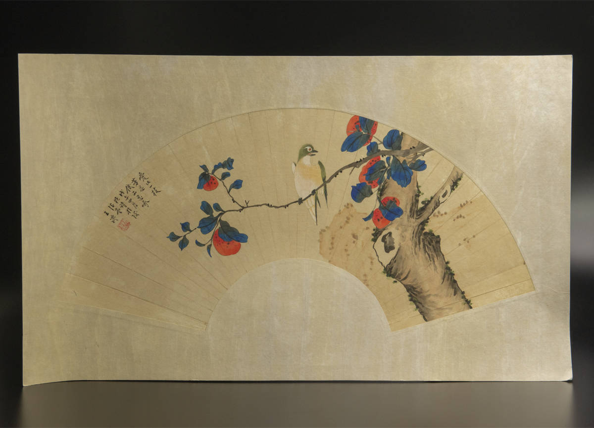शाही समारोह (मॉडल) फूल और पक्षी पंखा दर्पण हृदय प्रतिकृति पुरानी पेंटिंग चीनी पेंटिंग, कलाकृति, किताब, पंखे की सतह