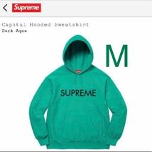 【新品】Mサイズ 22FW Supreme Capital Hooded Sweatshirt Dark Aqua シュプリーム カピタル フーディー スウェットシャツ ダーク アクア_画像1