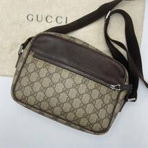 1円《極美品》グッチ　GUCCI ショルダーバッグ　GGスプリーム　PVC メンズ　レディース　ベージュ　スクエア　サコッシュ　ポシェット_画像1