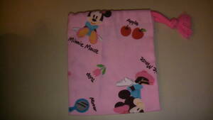 ミニーマウス　Minnie Mouse ピンク色巾着袋　約12cm 送料無料