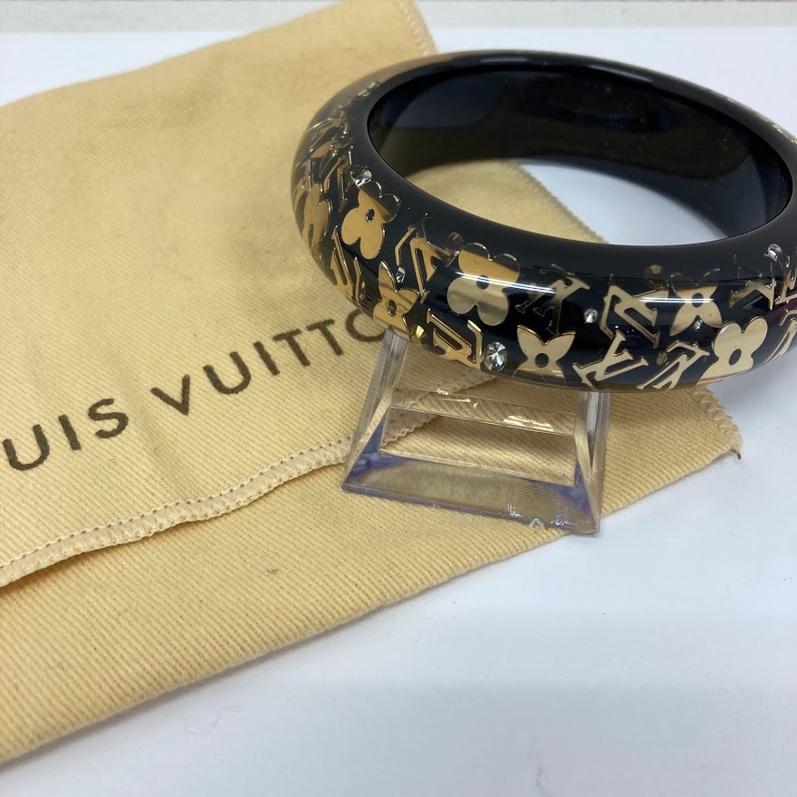 LOUIS VUITTON ルイ・ヴィトン M6301 レザー メタル ブラスレ・コズミック ロゴ レディース ブラック 122431