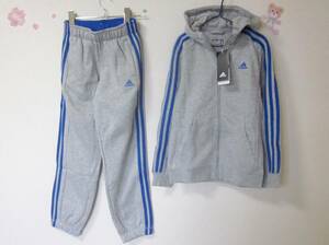 140cm adidas 宅急便送料込 9790円タグ付き未使用 アディダス 起毛スウェット上下セットアップ ジップパーカー 男の子 ジュニアキッズ 5779