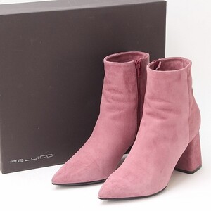  beautiful goods *PELLICO Perry coffret a heel suede leather short boots pink series 35