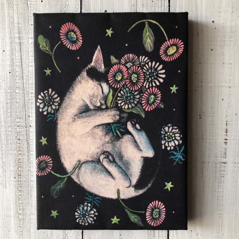 نجمة القمر القط ★ فن عقد الزهور اللوحة الخشبية لوحة SM حجم الاستنساخ 003 القط, المطبوعات, ملصق, آحرون