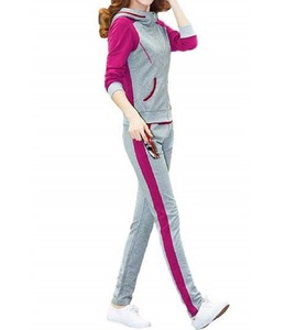  slim sweat top and bottom lady's setup ( wine red L) long sleeve Parker jersey room wear 