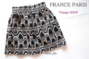 PARIS購入 ＜vintage SHOP＞ 幾何学模様 織りファブリック バックジップ コクーン スカート モード ブラック ドゥーズィエム 