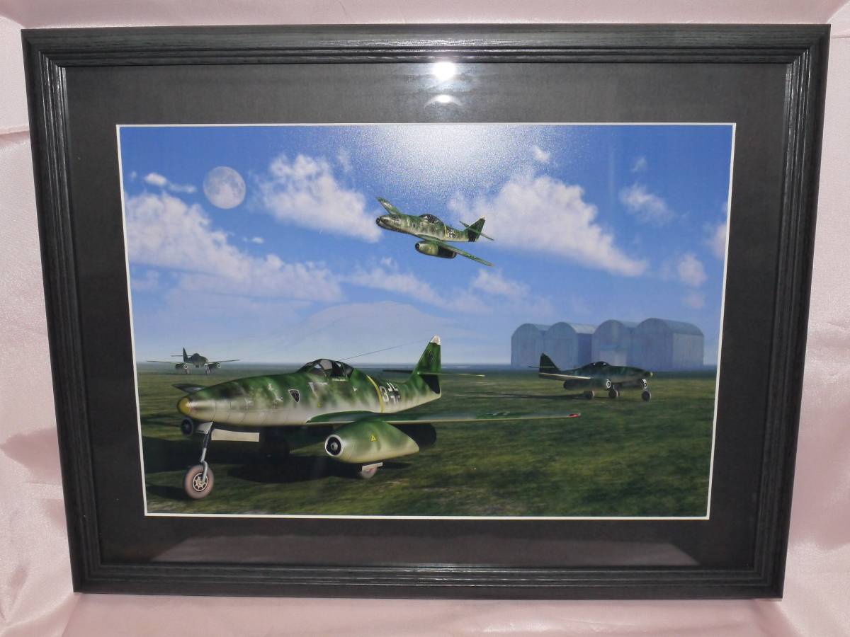 ☆Breite 4-Schnitt-Kunstdruckmalerei, WWII Deutsche Luftwaffe Messerschmitt Me262 Schwalbe, Düsenjäger, unbenutzter Artikel★, Kunstwerk, Malerei, Andere