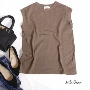 Mila Owen Mira o-wen# summer casual sweat pants pull over long height short sleeves cut and sewn 0 S Brown sweatshirt material sweat pants 