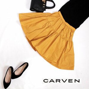 美品 CARVEN カルヴェン ブルーベルジャパン ■ 春 夏 きれい色 テアード フレアスカート 36 7号 イエロー 黄色 ポリエステル