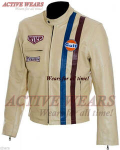  abroad postage included s tea b* McQueen . light. ru* man Le Mans Gulf Gulf racing leather jacket 7
