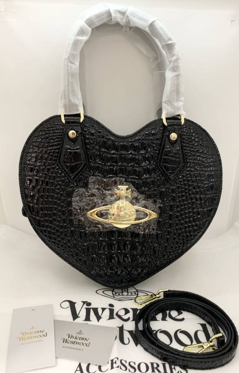 新品 VivienneWestwoodハートバッグ2way ロゴ 地雷 クロコ お得な情報