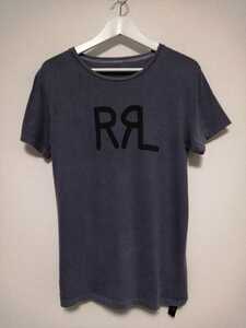 RRL ダブルアールエル S Tシャツ　ヴィンテージ加工　ブルーグレー　ラルフローレン RALPH LAUREN ロゴTシャツ 　半袖 OSAGARI