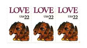 1986 год Love Series Puppy юбилейная марка 22 цент ×3 koma 