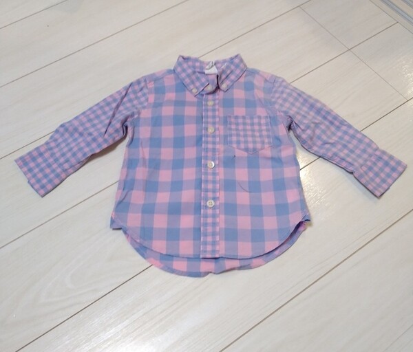ベビーギャップ ピンクチェック柄シャツ 80
