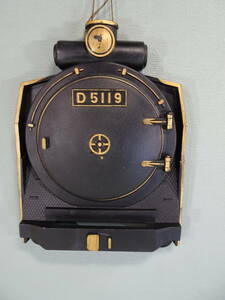 D5119　蒸気機関車モチーフ　壁掛け鏡　ミラー　昭和レトロ当時物　現状品