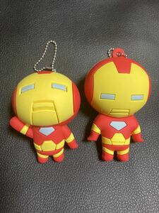 そ 新品 marvel マーベル アベンジャーズ グッズ ラバー フィギュア ラバー マスコット キーホルダー アイアンマン 2点セット