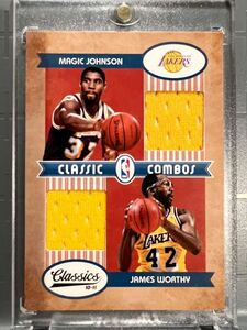 激レア Showtime/99 Jersey 10 Panini Magic Johnson James Worthy マジック・ジョンソン NBA ユニフォーム バスケ Lakers レイカーズ 優勝