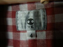 ｎ8139　ＴＫ　タケオ　キクチ　リネン　麻　混紡　7分袖　チェック　デザイン　シャツ　人気　送料格安_画像4