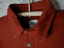 ｎ8228　ZARA　ザラ　長袖　カラーデニム　デザイン　シャツ　ジャケット　ヘビーウェイト　人気_画像3