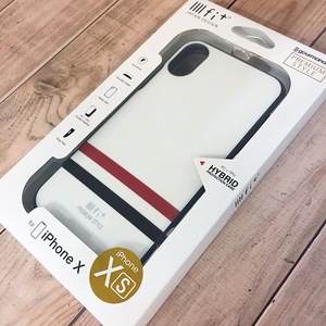 ★外箱痛みアリ★訳あり価格★ 送料無料::IFT12WHiPhone XS／iPhone X 共通 イーフィット 白 ライン スマホケース