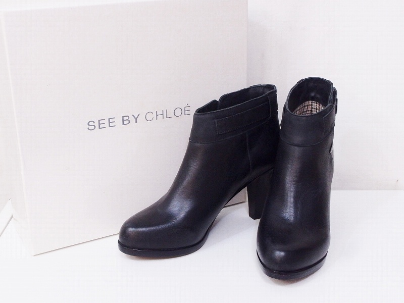 W*シーバイクロエ SEE BY CHLOE レザー ショートブーツ 37 ブラック nm4420196251