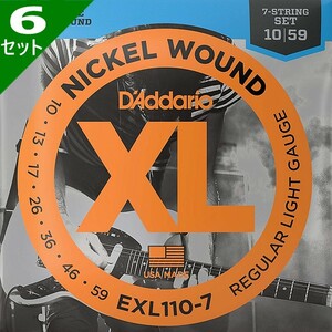 6セット 7弦用 D'Addario EXL110-7 Nickel Wound 010-059 ダダリオ エレキギター弦