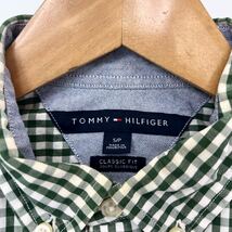 トミーヒルフィガー ☆ TOMMY HILFIGER ギンガムチェック 長袖 ボタンダウン シャツ ホワイト グリーン S グッドカラー♪ 着回し◎■S552_画像5