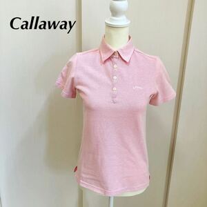 Callaway GOLF キャロウェイ　ポロシャツ 半袖 ゴルフウェア　レディース　サイズM ピンク　ドット柄
