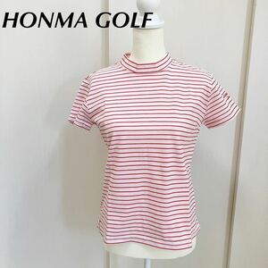 本間ゴルフ　HONMA Lady’s SPORT ゴルフウェア　ハイネック　半袖　インナー　ボーダー ボーダーTシャツ レディース　サイズM 赤