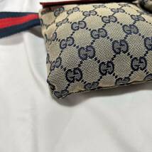 1円〜 【美品 希少カラー】 グッチ GUCCI シェリーライン GG柄 ウエストバッグ ポーチ ボディ キャンバス × レザー メンズ レディース_画像7