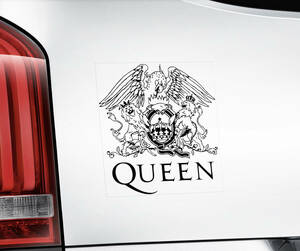 ◆送無【Queen クイーン 黒】外張り カーステッカー 110×100mm 外貼り カー ステッカー ウインドウ シール Rockバンド クィーン M1 3296